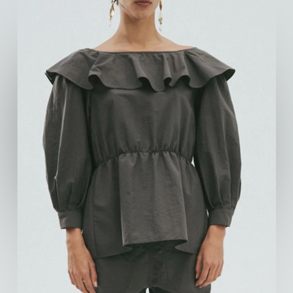 FABIANA PIGNA Eloise Boatneck Ruffle Blouse